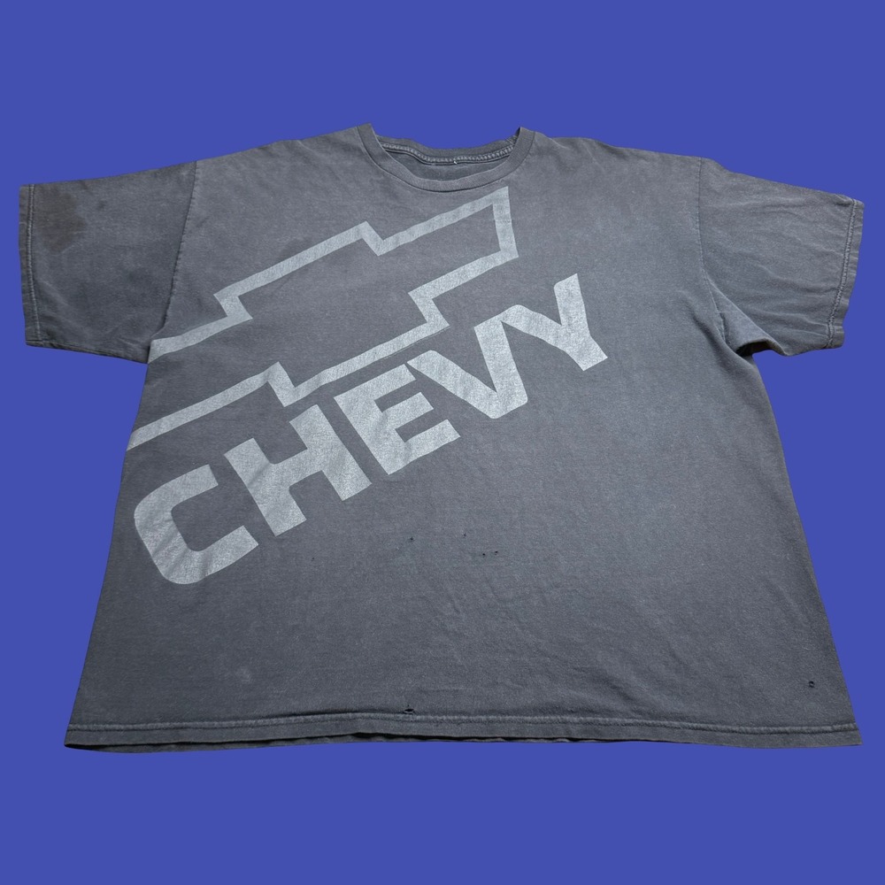 Chevrolet Logo Graphic T Shirt Mens XL Distressed Black Y2K Chevy GM Muscle Cars